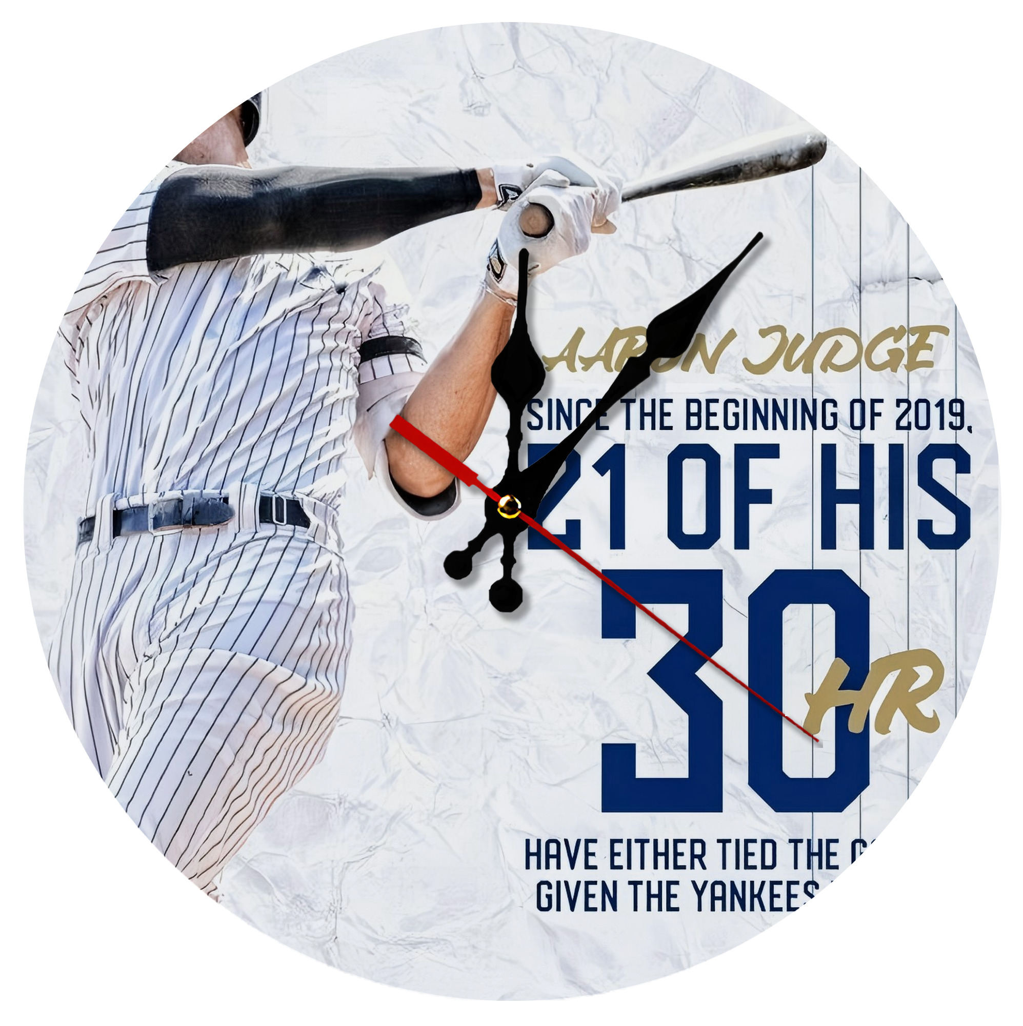 Aaron Judge 30 Home Runs Silent Round Wall Clock – Modern & Stylish DIY Design, Durable Wood Construction, Easy To Install – Perfect For Office, Bedroom, Living Room, And More